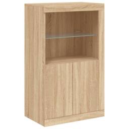Berkfield Home Side Cabinet with LED Lights Sonoma Oak Engineered Wood in Tan - thumbnail 3