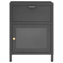Berkfield Home Nightstand Anthracite 40x30x54.5 cm Steel & Glass in Charcoal