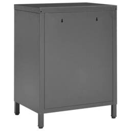 Berkfield Home Nightstand Anthracite 40x30x54.5 cm Steel & Glass in Charcoal - thumbnail 5