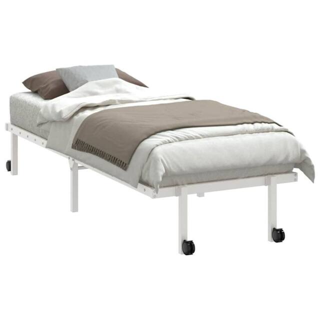Berkfield Home Elegant Bed Frame without Mattress Foldable White 75x190 cm Steel - image 1