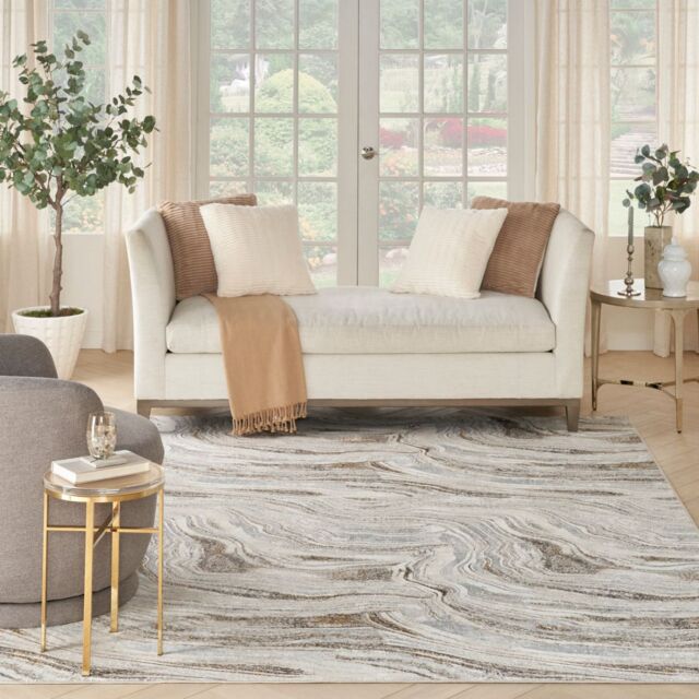 The Rug Shop UK Grey Gold Abstract 10mm Thick Modern Easy to Clean Rug - Size: 240 cm x 300 cm - image 1