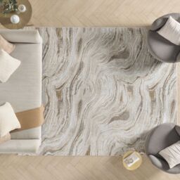 The Rug Shop UK Grey Gold Abstract 10mm Thick Modern Easy to Clean Rug - Size: 240 cm x 300 cm - thumbnail 3