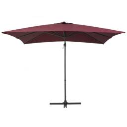 Wyld and Coco Cantilever Garden Parasol Burgundy Canopy Black Steel 235 cm Crank in Red - thumbnail 5