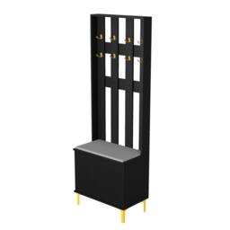 Hygrad Built to Survive Coat Rack Stand with 2 Tier Shoe Storage Bench Cloth Hanger 8 Hooks in Black - thumbnail 4
