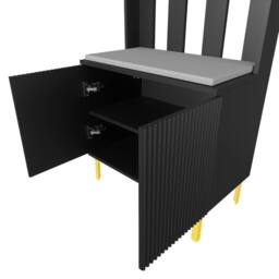 Hygrad Built to Survive Coat Rack Stand with 2 Tier Shoe Storage Bench Cloth Hanger 8 Hooks in Black - thumbnail 6