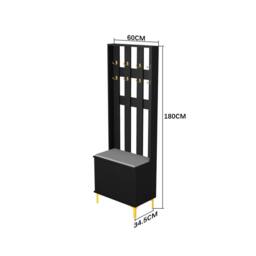 Hygrad Built to Survive Coat Rack Stand with 2 Tier Shoe Storage Bench Cloth Hanger 8 Hooks in Black - thumbnail 7