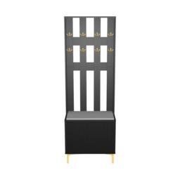 Hygrad Built to Survive Coat Rack Stand with 2 Tier Shoe Storage Bench Cloth Hanger 8 Hooks in Black - thumbnail 3