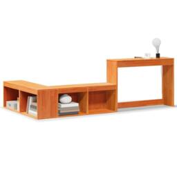 Berkfield Home Versatile Bedside Cabinet with Desk Wax Brown 232x112x75 cm Solid - Size: 232 x 112 x 75 cm - thumbnail 3