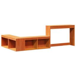 Berkfield Home Versatile Bedside Cabinet with Desk Wax Brown 232x112x75 cm Solid - Size: 232 x 112 x 75 cm - thumbnail 1