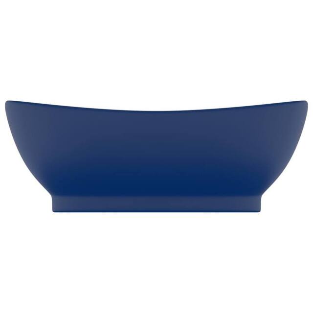 Berkfield Home Luxury Basin Overflow Oval Matt Dark Blue 58.5x39 cm Ceramic - image 1