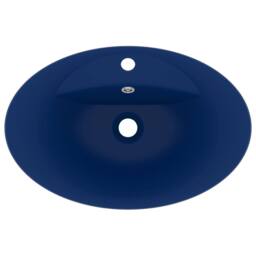Berkfield Home Luxury Basin Overflow Oval Matt Dark Blue 58.5x39 cm Ceramic - thumbnail 4