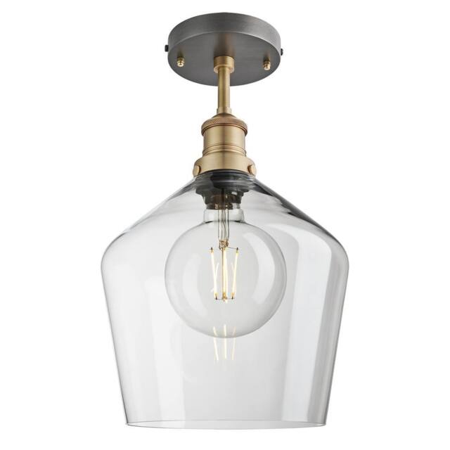 Industville Brooklyn Glass Schoolhouse Flush Mount - 10 Inch - Clear in Metallic Gold - Size: 10 inches - image 1