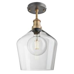 Industville Brooklyn Glass Schoolhouse Flush Mount - 10 Inch - Clear in Metallic Gold - Size: 10 inches - thumbnail 1