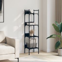 Berkfield Home Bookshelf 4-Tier Black 35x30x138.5 cm Engineered Wood - thumbnail 3