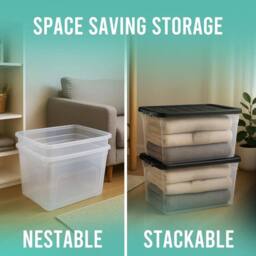 Havendro 80 Litre Set of 4 Heavy Duty Clear Plastic Storage Boxes with Lids - thumbnail 3