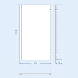 Nes Home 830mm Reversible 6mm Tempered Glass L-shape Bath Screen Chrome in Metallic Silver - thumbnail 4