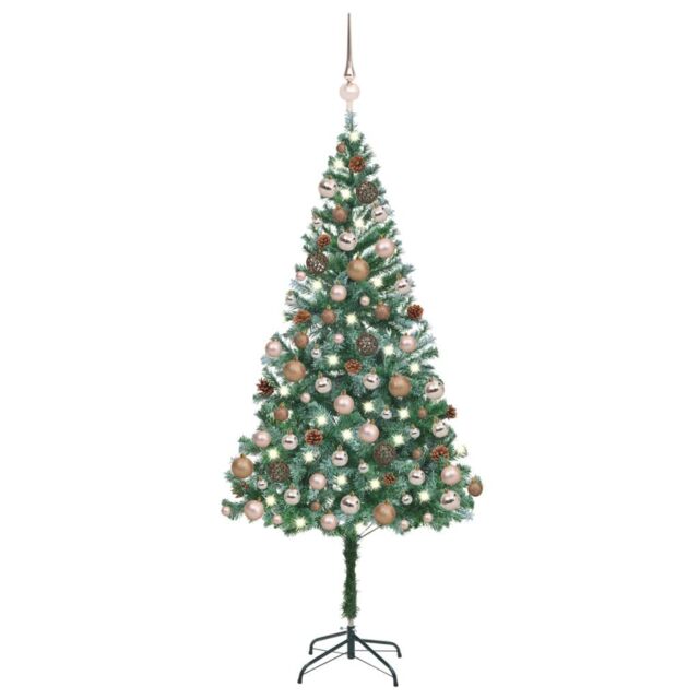 Berkfield Home Artificial Pre-lit Christmas Tree with Ball Set Pinecones 180 cm in Green - image 1