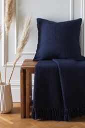 Drift Home 'Hayden' Filled 100% Cotton Basket Weave Cushion in Navy - Size: 43 cm x 43 cm - thumbnail 3
