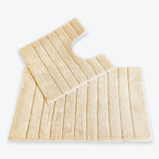 Allure Bath Fashions Ribbed Two Piece Bath Mat & Toilet Mat Set in Beige - image 1