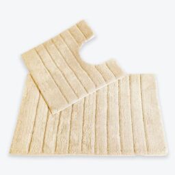 Allure Bath Fashions Ribbed Two Piece Bath Mat & Toilet Mat Set in Beige - thumbnail 1