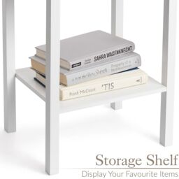 Christow Bedside Table Bedroom Cabinet Nightstand With Drawer & Shelf in White - thumbnail 4