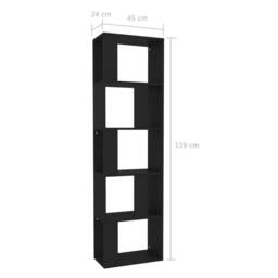 Berkfield Home Classic Book Cabinet/Room Divider Black 45x24x159 cm Engineered Wood - Size: 45 x 24 x 159 cm - thumbnail 7