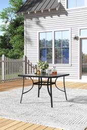 H&O Direct Tempered Glass Outdoor Coffee Table with Parasol Hole in Clear - thumbnail 1