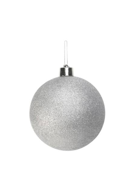 KDMD Silver Glitter Shatterproof Bauble x1 25cm - image 1