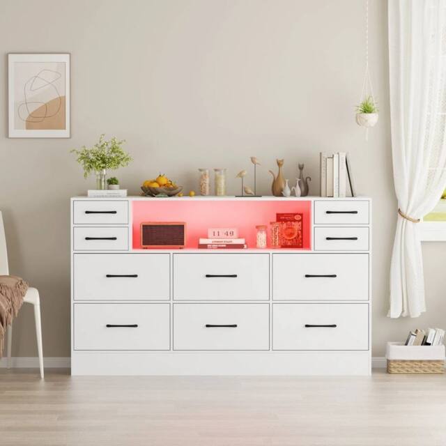 PAWNORA 10 Drawers Chest of Drawers Bedside Cabinet Storage WHITE - Size: 0.6m2 - image 1