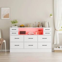 PAWNORA 10 Drawers Chest of Drawers Bedside Cabinet Storage WHITE - Size: 0.6m2