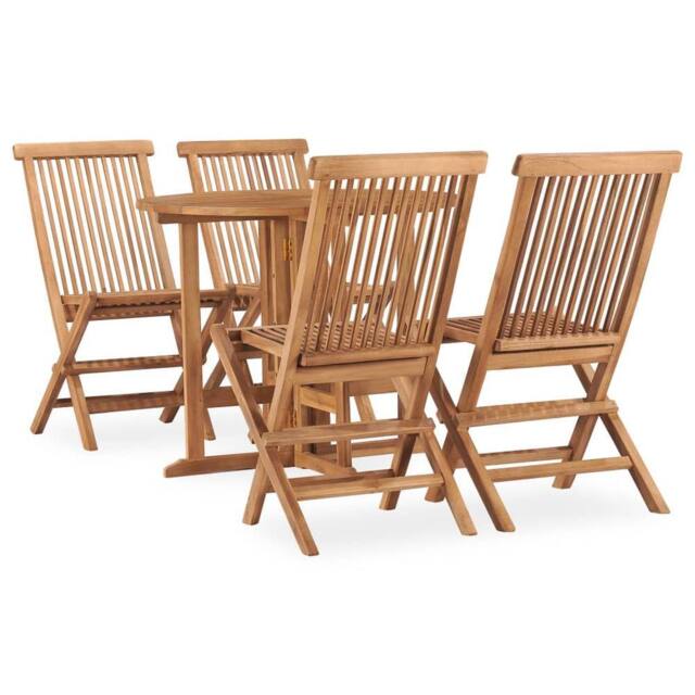 Berkfield Home 5 Piece Folding Outdoor Dining Set Solid Teak Wood in Brown - image 1