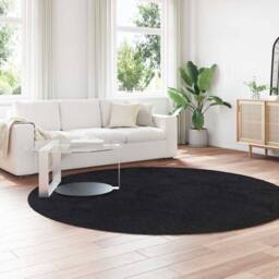 Berkfield Home Shaggy Rug High Pile NAVARRA Black 240x240 cm Polyester - Size: Medium - thumbnail 3