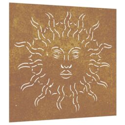 Berkfield Home Garden Wall Decoration 55x55 cm Corten Steel Sun Design in Brown - thumbnail 2