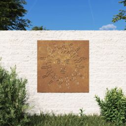 Berkfield Home Garden Wall Decoration 55x55 cm Corten Steel Sun Design in Brown