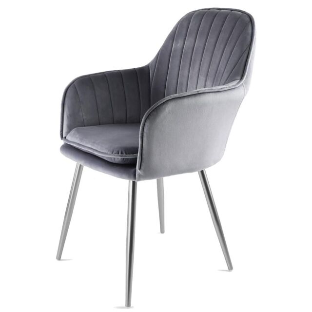 Genesis Muse Velvet Accent Chair Upholstered Modern Chair with Backrest in Dark Grey - Size: 1 Seater - image 1