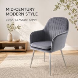 Genesis Muse Velvet Accent Chair Upholstered Modern Chair with Backrest in Dark Grey - Size: 1 Seater - thumbnail 7