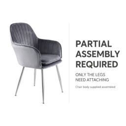 Genesis Muse Velvet Accent Chair Upholstered Modern Chair with Backrest in Dark Grey - Size: 1 Seater - thumbnail 6