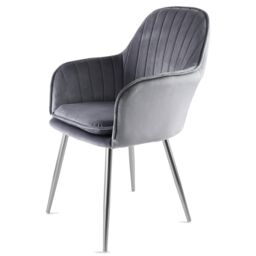 Genesis Muse Velvet Accent Chair Upholstered Modern Chair with Backrest in Dark Grey - Size: 1 Seater - thumbnail 1