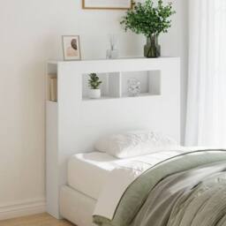 Berkfield Home LED Headboard White 100x18.5x103.5 cm Engineered Wood - thumbnail 4
