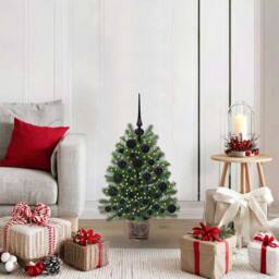 Berkfield Home Artificial Christmas Tree with 150 LEDs Green 75 cm PE & PVC - thumbnail 1