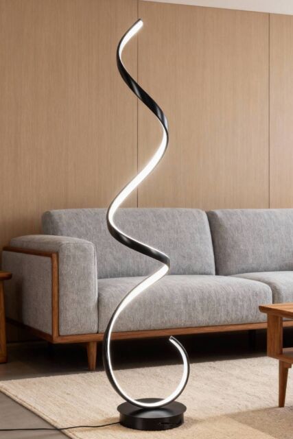 Living and Home Contemporary LED Modern Curved Spiral Floor Lamp Reading Lights 131cm H - image 1