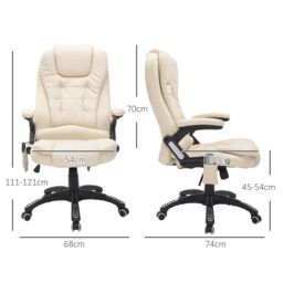 HOMCOM Heated Vibrating Massage Office Chair with Reclining Function in Beige - thumbnail 3