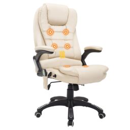 HOMCOM Heated Vibrating Massage Office Chair with Reclining Function in Beige - thumbnail 2