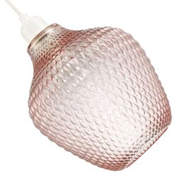 Happy Homewares Modern Designer Curvy Diamond Etched Glass Pendant Lamp Shade in Pink - thumbnail 4