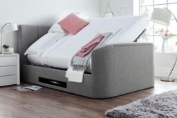 Time4sleep Copenhagen Upholstered Ottoman TV Bed Frame in Grey - Size: Super King - thumbnail 3
