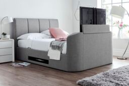 Time4sleep Copenhagen Upholstered Ottoman TV Bed Frame in Grey - Size: Super King - thumbnail 4