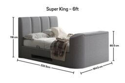 Time4sleep Copenhagen Upholstered Ottoman TV Bed Frame in Grey - Size: Super King - thumbnail 5