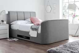 Time4sleep Copenhagen Upholstered Ottoman TV Bed Frame in Grey - Size: Super King - thumbnail 2