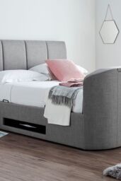 Time4sleep Copenhagen Upholstered Ottoman TV Bed Frame in Grey - Size: Super King - thumbnail 1