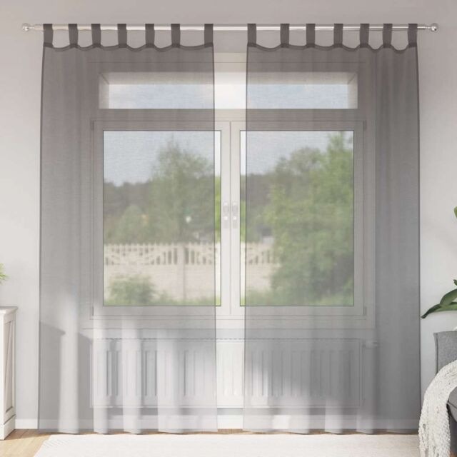 Berkfield Home Voile Curtains with Loops 2 pcs Dark Grey 140x245 cm - image 1